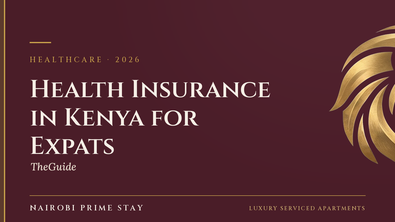Cover graphic: "Health Insurance in Kenya for Expats" — a Nairobi Prime Stay guide