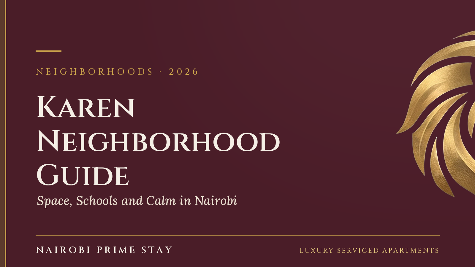 Cover graphic: “Karen” — a Nairobi Prime Stay guide
