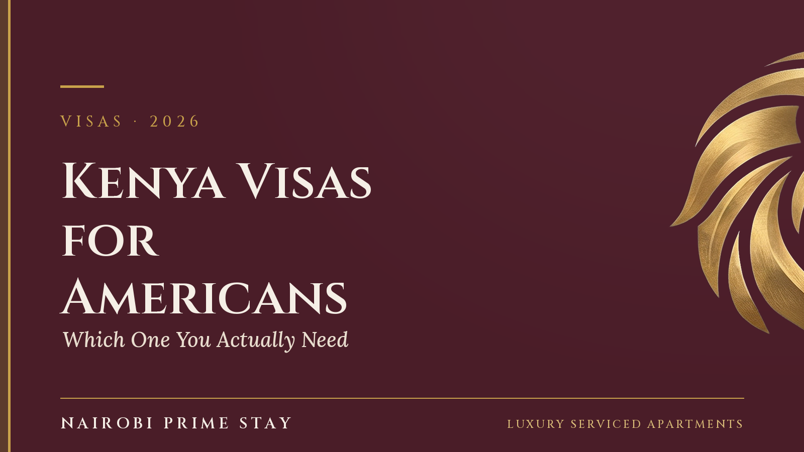 Cover graphic: “Kenya Visas for Americans” — a Nairobi Prime Stay guide