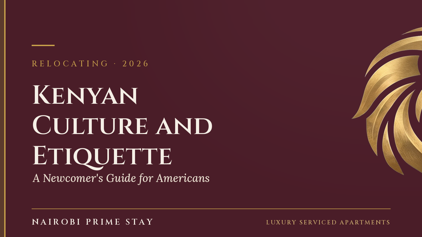 Cover graphic: "Kenyan Culture & Etiquette" — a Nairobi Prime Stay guide