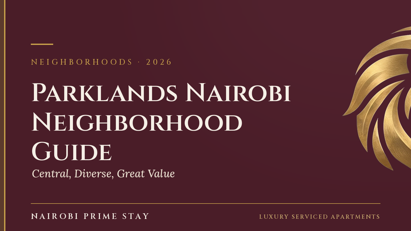 Cover graphic: "Parklands Nairobi" — a Nairobi Prime Stay guide
