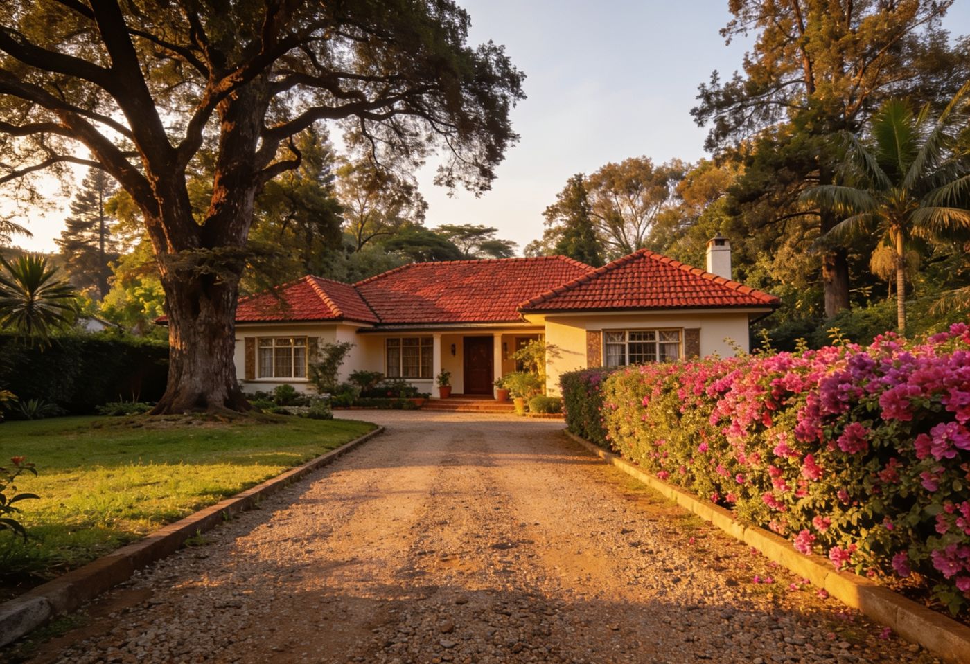 Red-tile-roofed family home in a large mature garden in Ridgeways, Nairobi