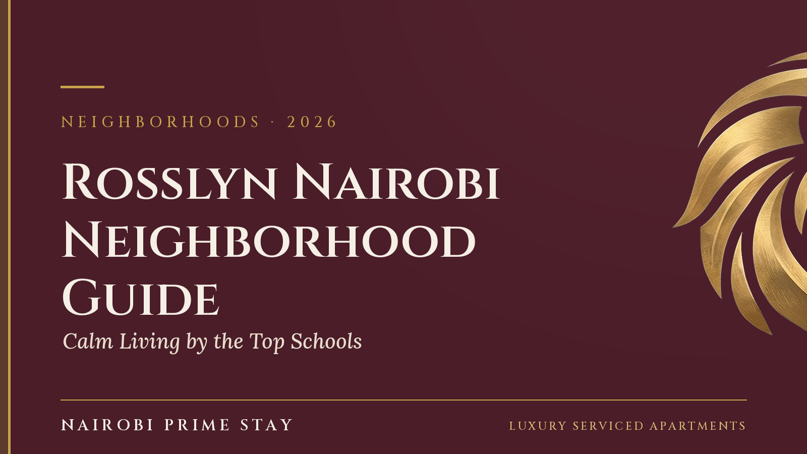 Cover graphic: "Rosslyn Nairobi" — a Nairobi Prime Stay guide